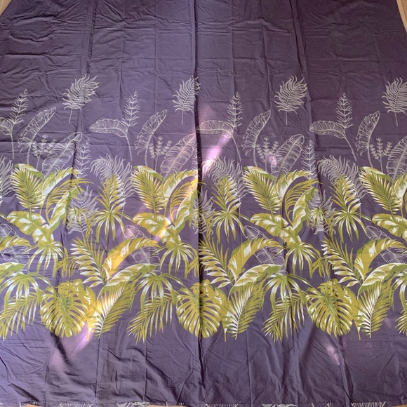 Bedding Duvet Cover King Size Purple With Green Palm Fronds Graphic 2